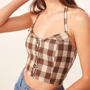REFORMATION Havana Connie Gingham Linen Crop Top 4